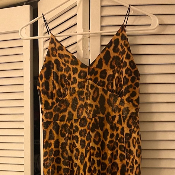 Pants - Women’s Strap leopard print jumpsuit romper